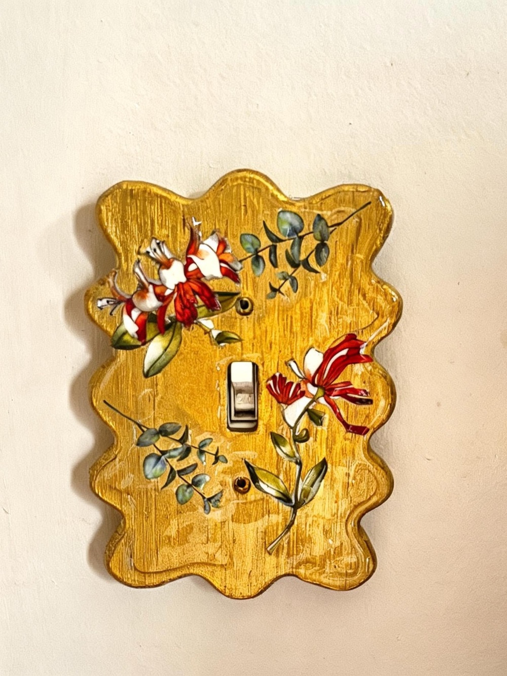 Hand-Painted Gold Floral Light Switch Cover Plate